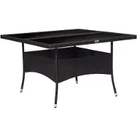 The Living Store Garten-Esstisch Schwarz Poly Rattan und Glas