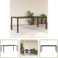 The Living Store Gartentisch mit Glasplatte Braun 190x90x75 cm Poly Rattan