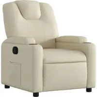 Syfax Relaxsessel Creme Kunstleder mit manueller Liegefunktion, Getränkehalter, Seitentasche, 74x88x97 cm, bis 110 kg