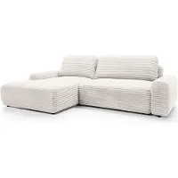 Furnlux Classic FURNLUX Ecksofa Cord Weiss Und Schwarz 264cm / Hauptfarbe: Beige / Abmessungen: 264 x 85 x 162 cm