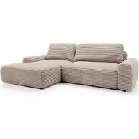 Furnlux Classic FURNLUX Ecksofa Cord Creme Und Schwarz 264cm / Hauptfarbe: Beige / Abmessungen: 264 x 85 x 162 cm