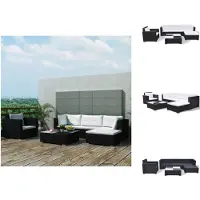 vidaXL 6-tlg. Garten-Lounge-Set mit Kissen Poly Rattan Schwarz - Gartenmöbel-Sets