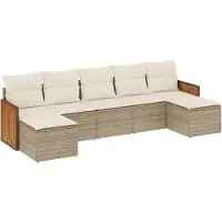 Syfax 7-tlg. Garten-Sofagarnitur mit Kissen Beige Poly Rattan