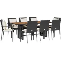 Syfax 9-tlg. Garten-Essgruppe mit Kissen Schwarz Poly Rattan