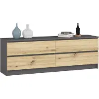 Akord Stilvolle Kommode K160 mit 4 Schubladen in Grafitgrau und DÅB ARTISAN Finish