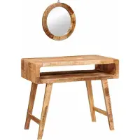 Syfax Schminktisch mit Spiegel Braun 90 x 76 x 45 cm Massivholz Mango