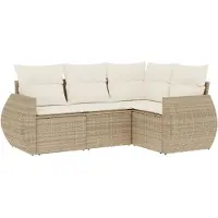 Syfax 4-tlg. Garten-Sofagarnitur mit Kissen Beige Poly Rattan