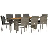 Syfax 7-tlg. Garten-Essgruppe mit Kissen Grau Poly Rattan