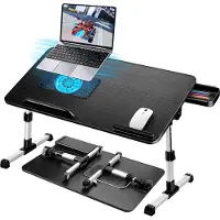 Sonstiges Laptoptisch für Bett Höhenverstellbar Winkelverstellbar Klappbar mit Laptop Kühler Schwarz 60 x 34 cm