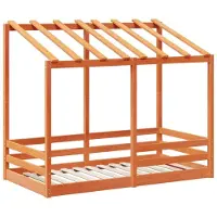 Syfax Kinderbett mit Dach Wachsbraun 80x160 cm Massivholz Kiefer
