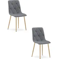Leobert LIBRA Stuhl - dunkelgrauer Stoff / holzfarbene Beine x 2