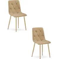 Leobert LIBRA Stuhl - brauner Stoff / holzfarbene Beine x 2