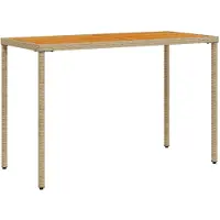 Syfax Gartentisch mit Akazienholz-Platte 115x54x74 cm Poly Rattan