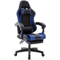 Delman Bürostuhl Gaming Stuhl Gaming Sessel Ergonomischer Gamer Stuhl mit Fußstütze Kopfstütze Gaming Chair 0060BU