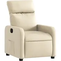 Syfax Relaxsessel Creme Stoff, manuell verstellbar, gepolstert, Seitentasche, 66x89,5x95,5 cm