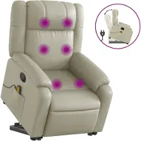 Syfax Massagesessel mit Aufstehhilfe Creme Kunstleder