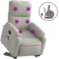 Syfax Massagesessel mit Aufstehhilfe Hellgrau Mikrofasergewebe