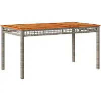 Syfax Gartentisch Grau 140x80x75 cm Poly Rattan Akazienholz