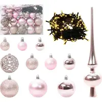 Syfax Weihnachtskugel-Set mit 150 LEDs 61 pcs Rosa Kunststoff