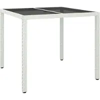 Syfax Gartentisch 90x90x75 cm Gehärtetes Glas Poly Rattan Weiß