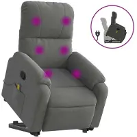 Syfax Massagesessel mit Aufstehhilfe Dunkelgrau Mikrofasergewebe