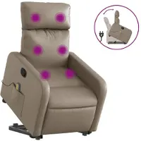 Syfax Massagesessel mit Aufstehhilfe Cappuccino-Braun Kunstleder