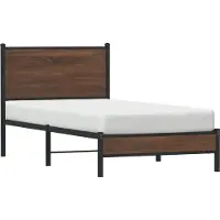 Syfax Metallbett ohne Matratze Braun Eichen-Optik 80x200 cm
