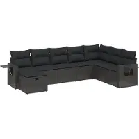 Syfax 8-tlg. Garten-Sofagarnitur mit Kissen Schwarz Poly Rattan