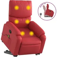Syfax Massagesessel mit Aufstehhilfe Rot Kunstleder