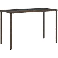 Syfax Gartentisch mit Glasplatte Braun 115x54x74 cm Poly Rattan