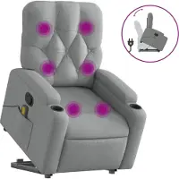 Syfax Massagesessel mit Aufstehhilfe Hellgrau Stoff