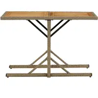 Syfax Gartentisch Beige Massivholz Akazie und Poly Rattan