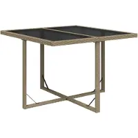 Syfax Gartentisch Beige 109x107x74 cm Poly Rattan und Glas