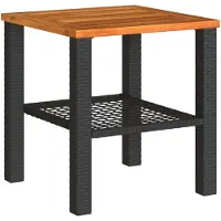 Syfax Gartentisch Schwarz 40x40x42 cm Poly Rattan Akazienholz
