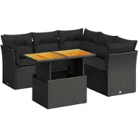 Syfax 5-tlg. Garten-Sofagarnitur mit Kissen Schwarz Poly Rattan