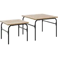 Syfax Outdoor-Satztische 2 Stk. Braun und Schwarz Stahl
