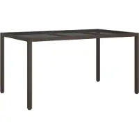Syfax Gartentisch 150x90x75 cm Gehärtetes Glas Poly Rattan Braun