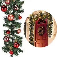 Mojawo XXL LED Tannengirlande 810cm mit 100 LED inkl. 60 Stück Baumkugeln Rot
