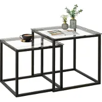 Sonstiges Moderne Quadratische Glas Couchtische 2er Set in Schwarz 50/45 cm
