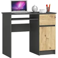 Akord Schreibtisch Piksel 1 Schublade 1 Schrank Rechts Graphit Und Artisan-Eiche 90X50X77 Cm