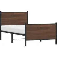 Syfax Metallbett ohne Matratze Braun Eichen-Optik 90x190 cm