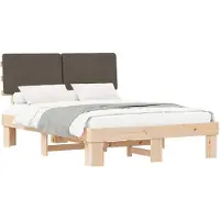 Syfax Bettgestell mit gepolstertem Kopfteil Taupe 150 x 200 cm