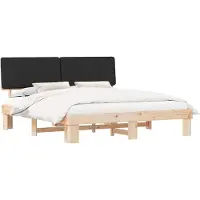 Syfax Bettgestell mit gepolstertem Kopfteil Schwarz 180 x 200 cm