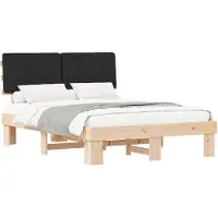 Syfax Bettgestell mit gepolstertem Kopfteil Schwarz 150 x 200 cm