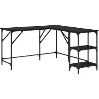 Syfax Schreibtisch Schwarz Eichen-Optik 139 x 139 x 75 cm