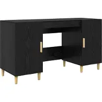 Syfax Schreibtisch mit Regal Schwarz Eichen-Optik 140 x 50 x 75 cm