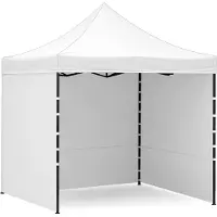 AGA Faltpavillon Verkaufsstand Weiß 300x300x328 cm, 3 abnehmbare Seitenwände, höhenverstellbar