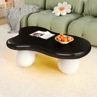 OKWISH Cloud-Kaffeetisch Couchtisch mit 16 Farben wählbar-LED,Beistelltisch mit Weißer rundbein-Design,Wolkenform-Design,Weiß und Schwarz