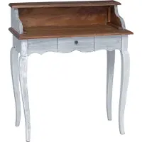 Syfax Schreibtisch Braun und Weiß 80 x 40 x 92 cm Massivholz Mahagoni