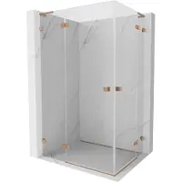 Mexen Lunar L Duo Duschkabine schwenkbar 110 x 70 cm, transparent, gebürstetes Kupfer - 834L-110L-070P-65-00